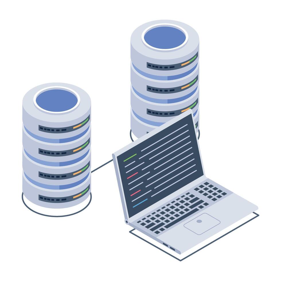 Ready to use isometric icon of database connection vector