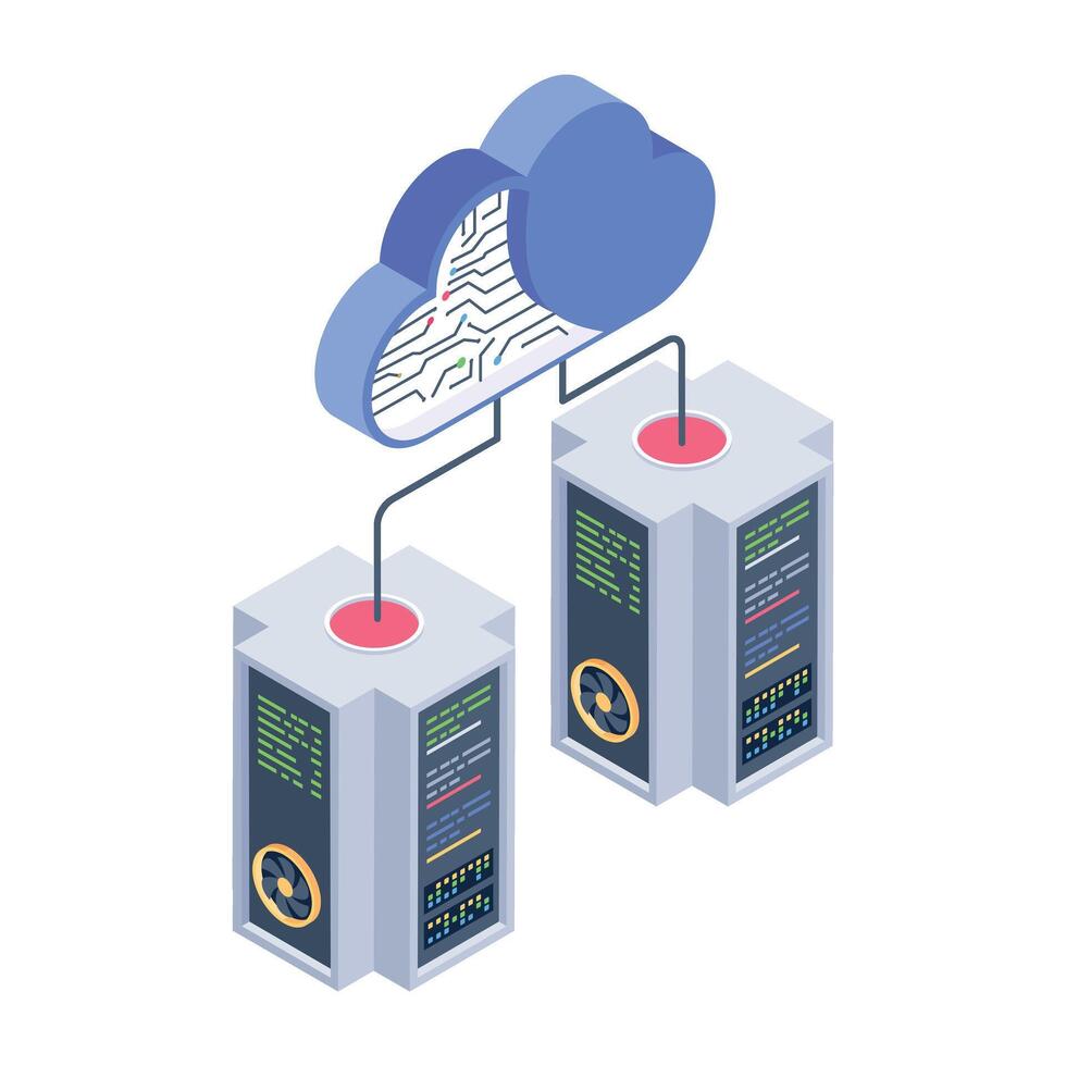 Get this isometric icon of shared cloud server vector