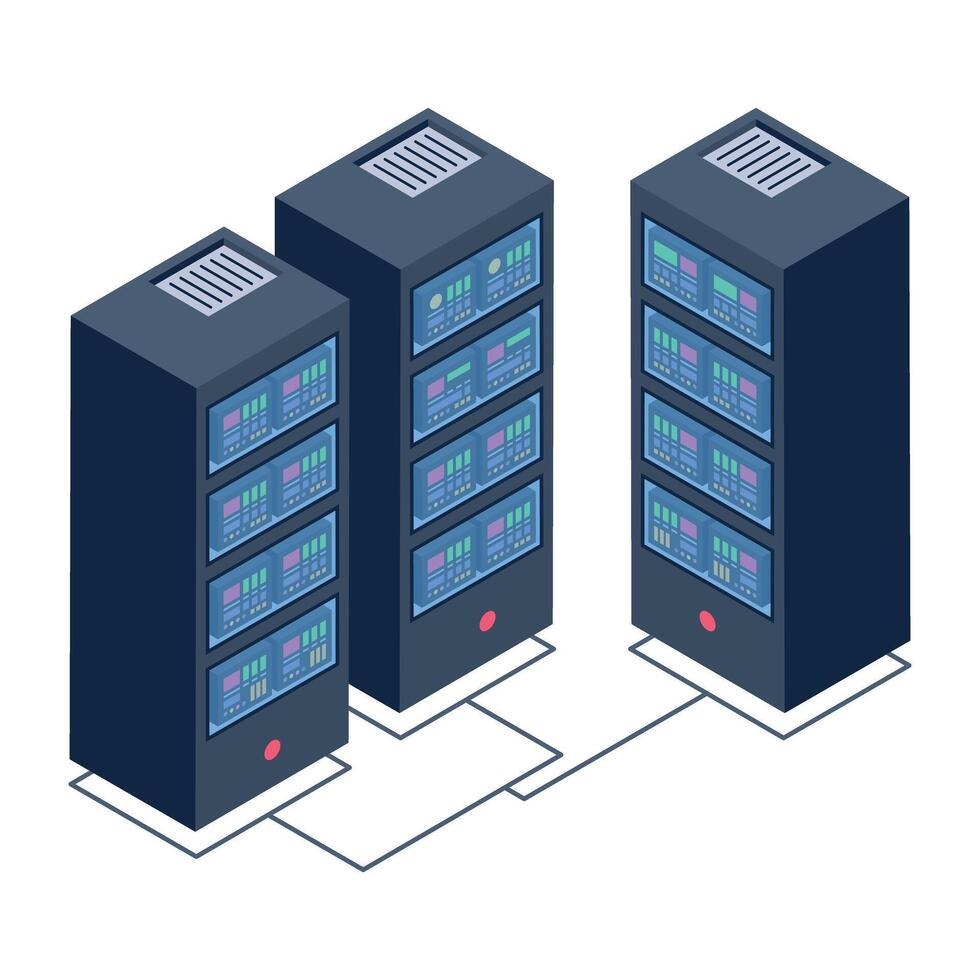 Editable isometric icon of server network vector