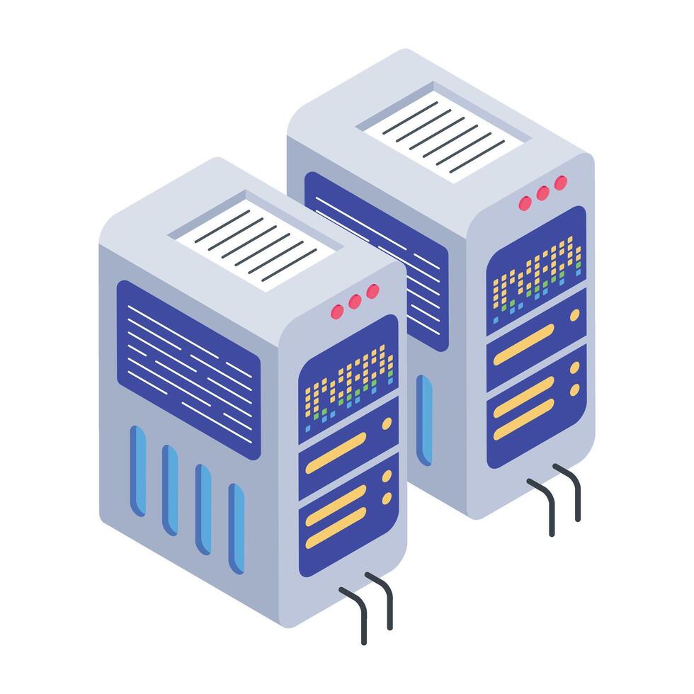 Get this isometric icon of cpu servers vector