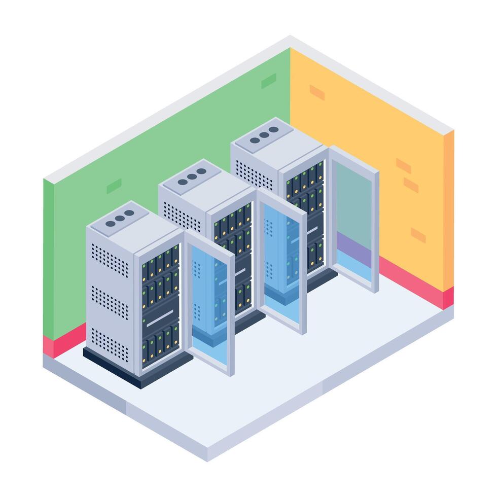 Grab this isometric icon of a server closet vector