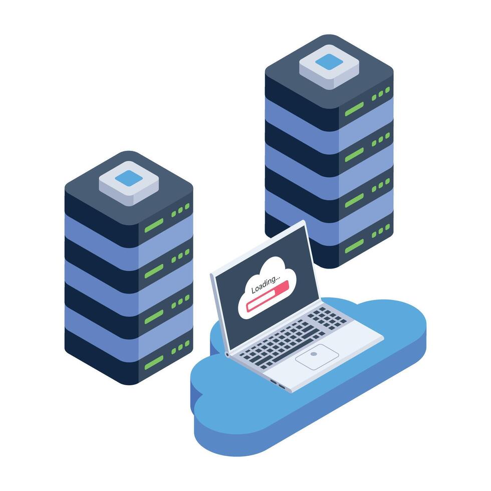Trendy isometric icon depicting cloud servers vector