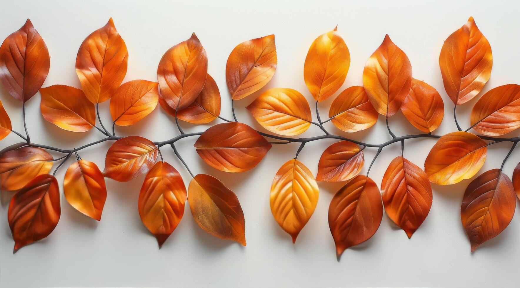 Dried Autumn Leaves Displayed in a White Frame photo