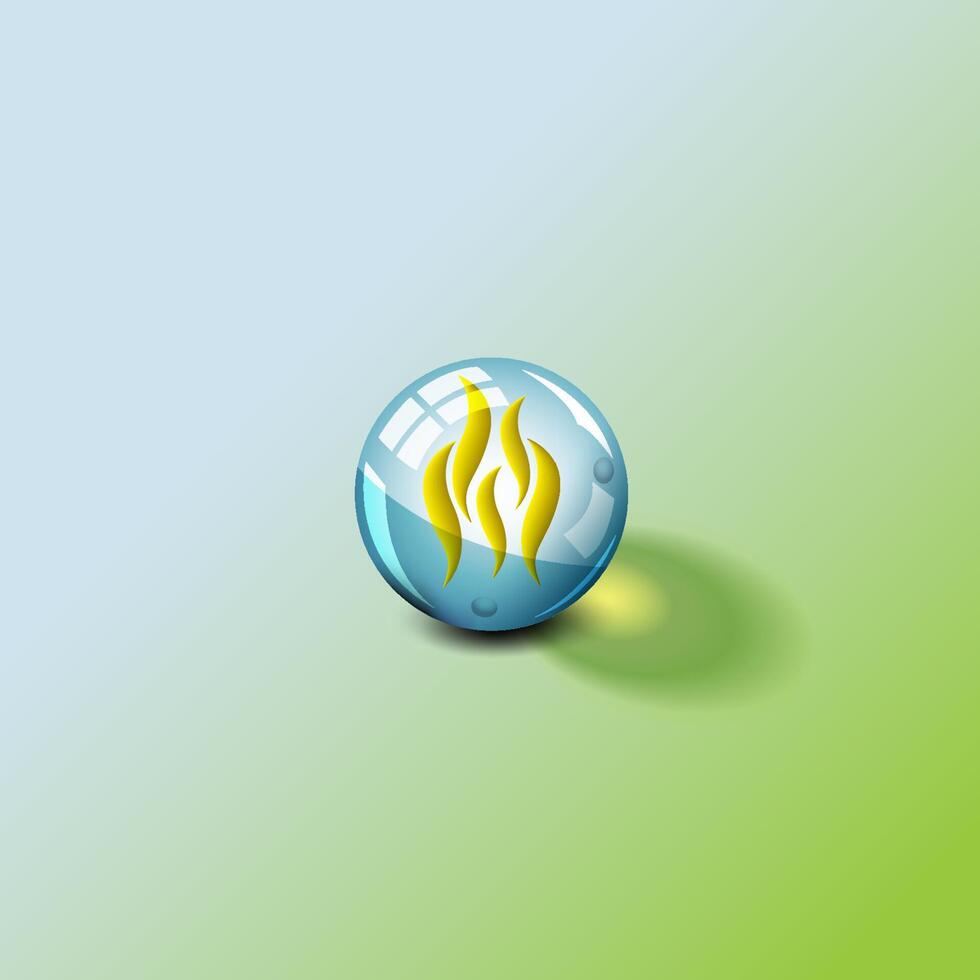 realistic marble blue yellow flame vector