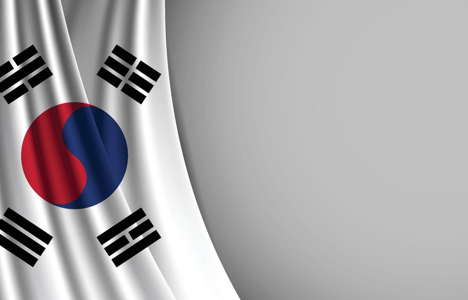 Waving flag of South Korea on gray background vector