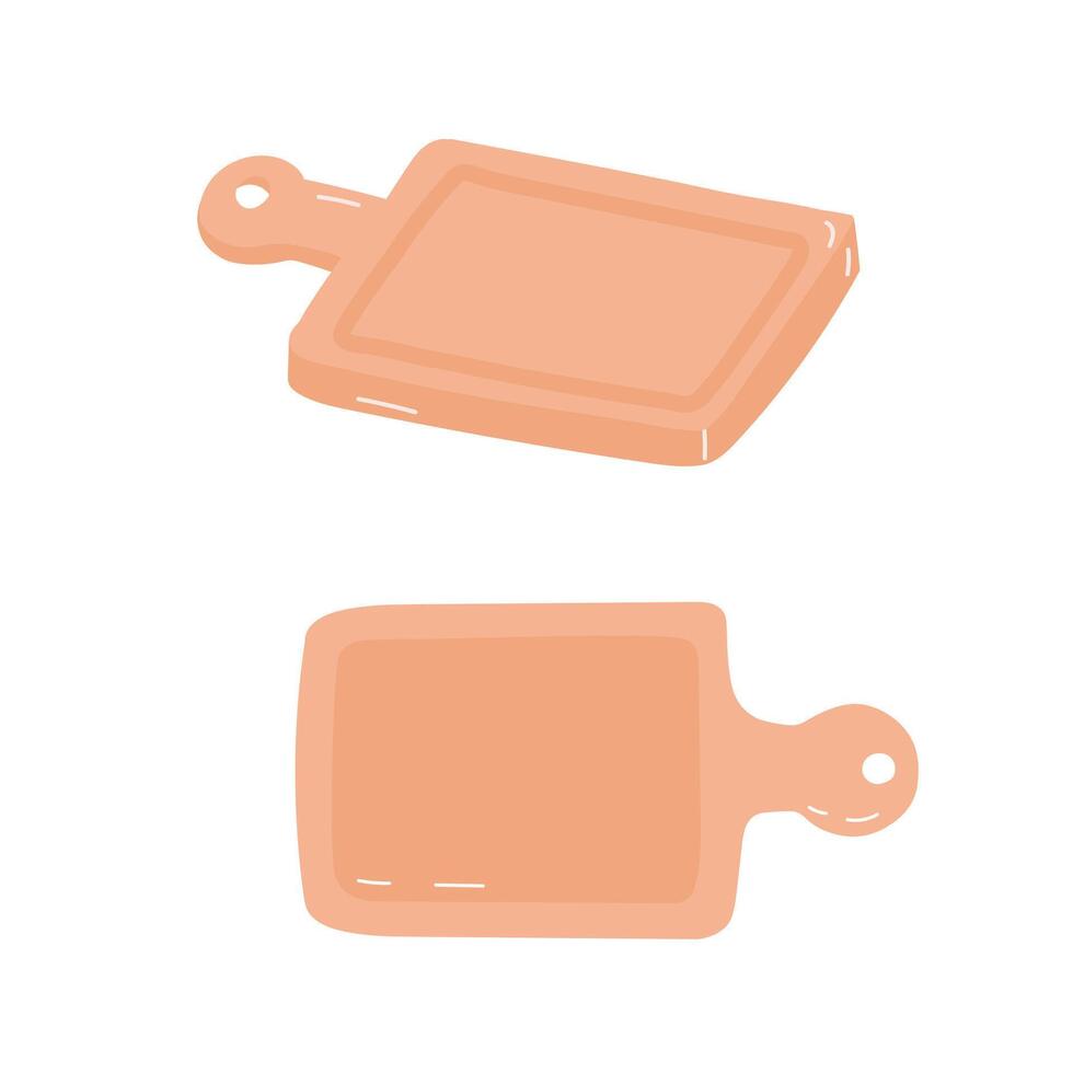 Two hand drawn wooden cutting boards on white background eps10 illustration vector