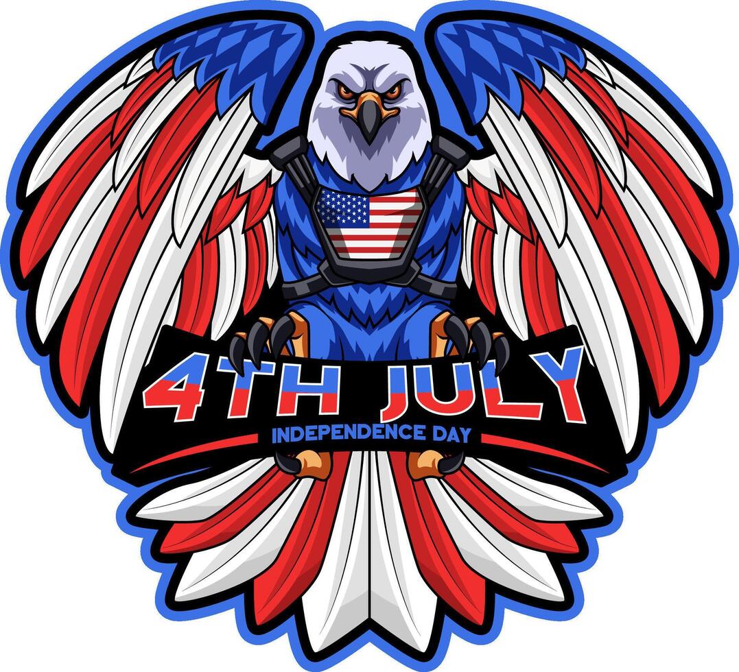 Eagle mascot independence day 4th july vector