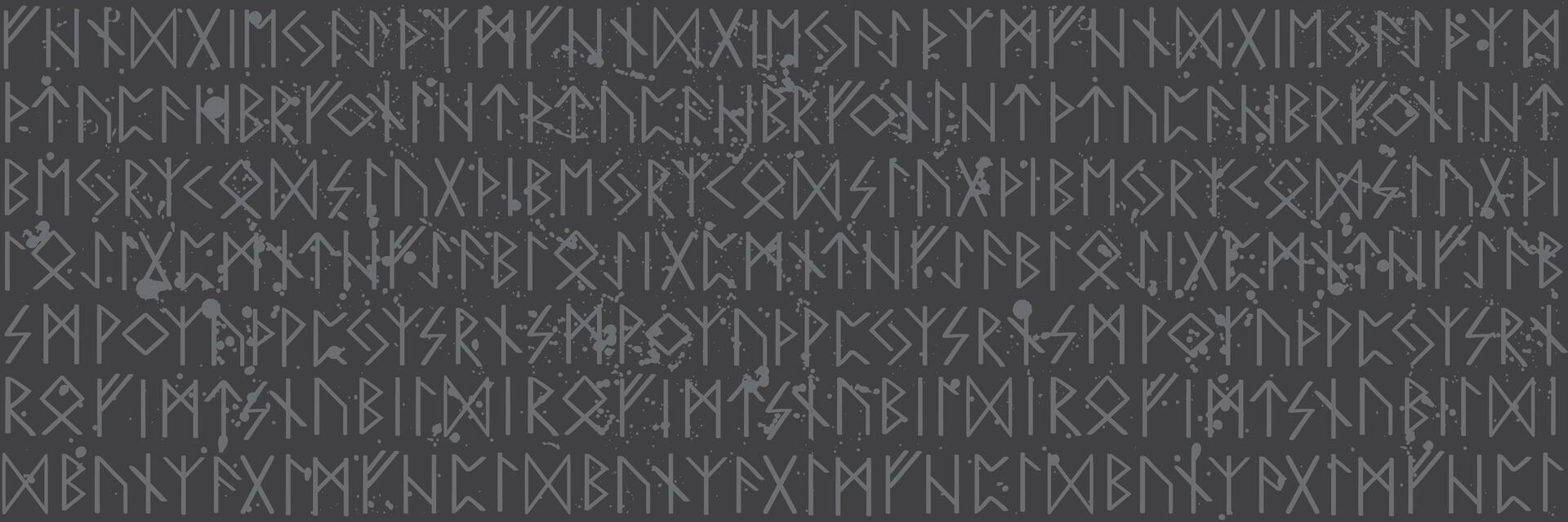 Seamless pattern with elder runes. Futhark Viking Gothic Folk Art. Dark runic repeating background. Ancient pagan symbols of the Norse people vector