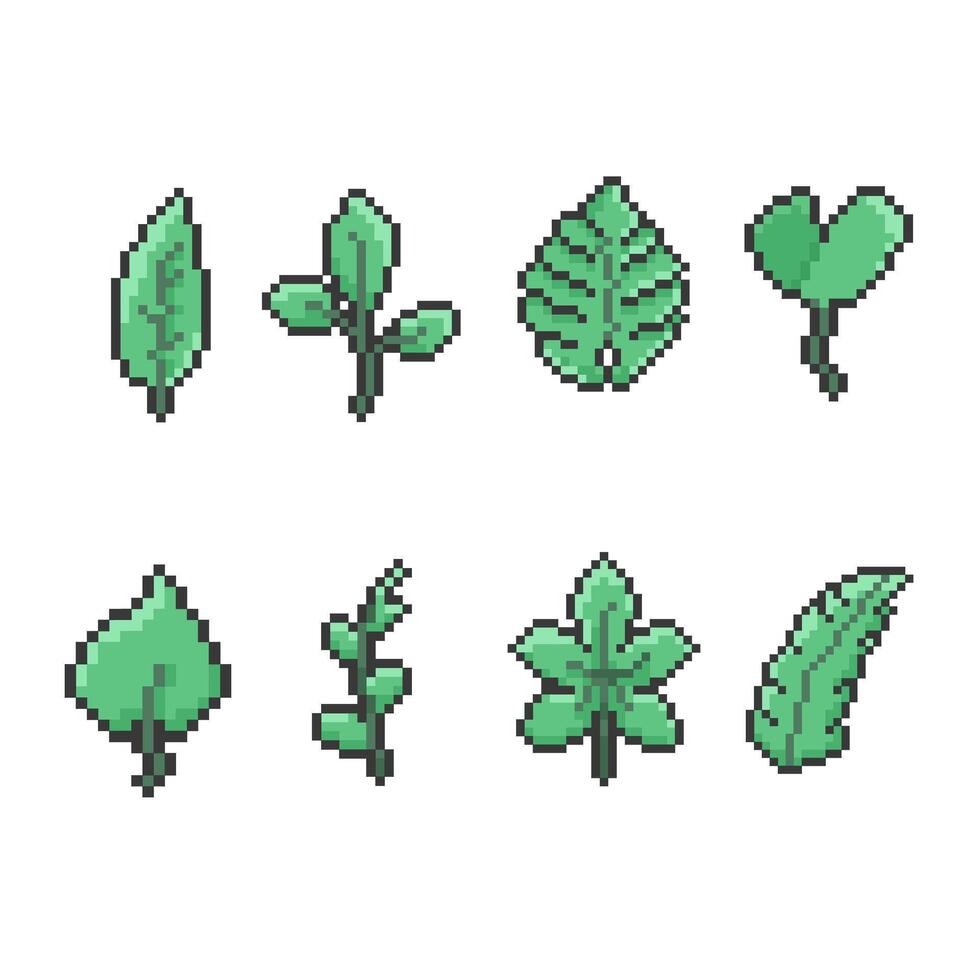 leaf pixel art for dynamic digital projects and designs. vector