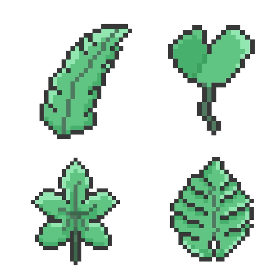 leaf pixel art for dynamic digital projects and designs. vector