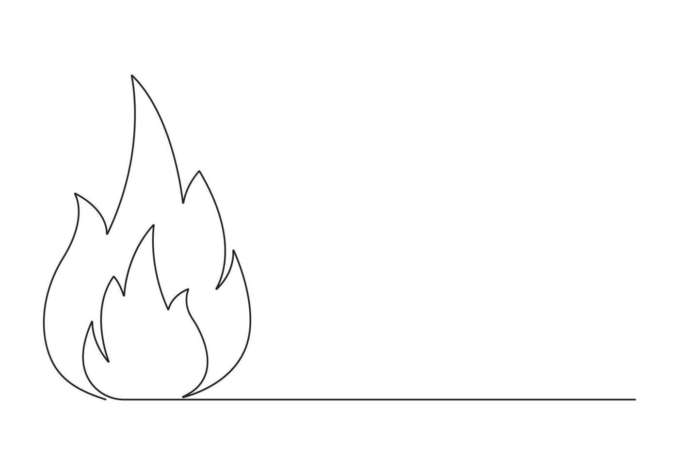 Continuous one line drawing of fire flame premium illustration vector