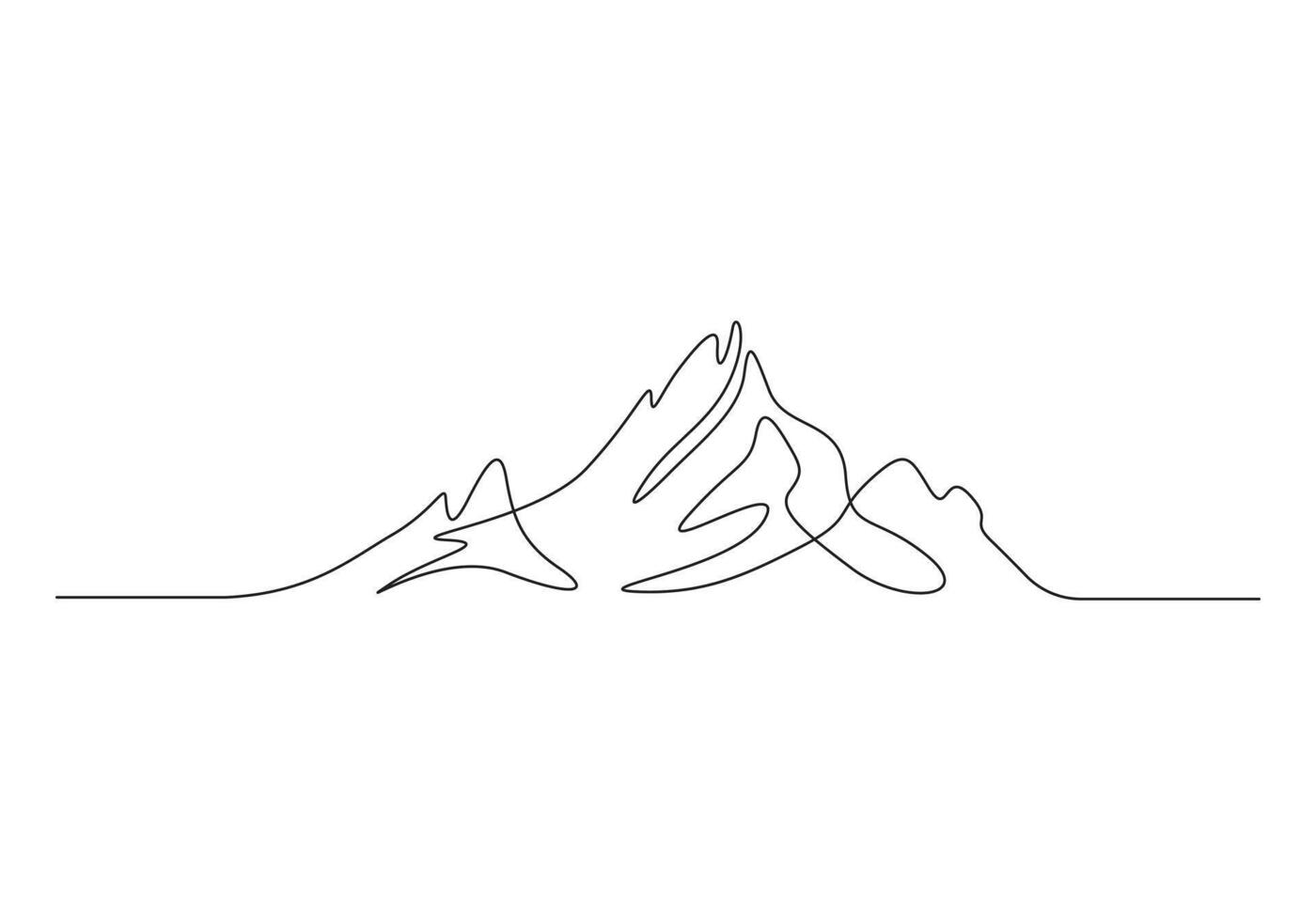 Continuous one line drawing of mountain range landscape. Adventure winter sports concept isolated on white background premium illustration vector