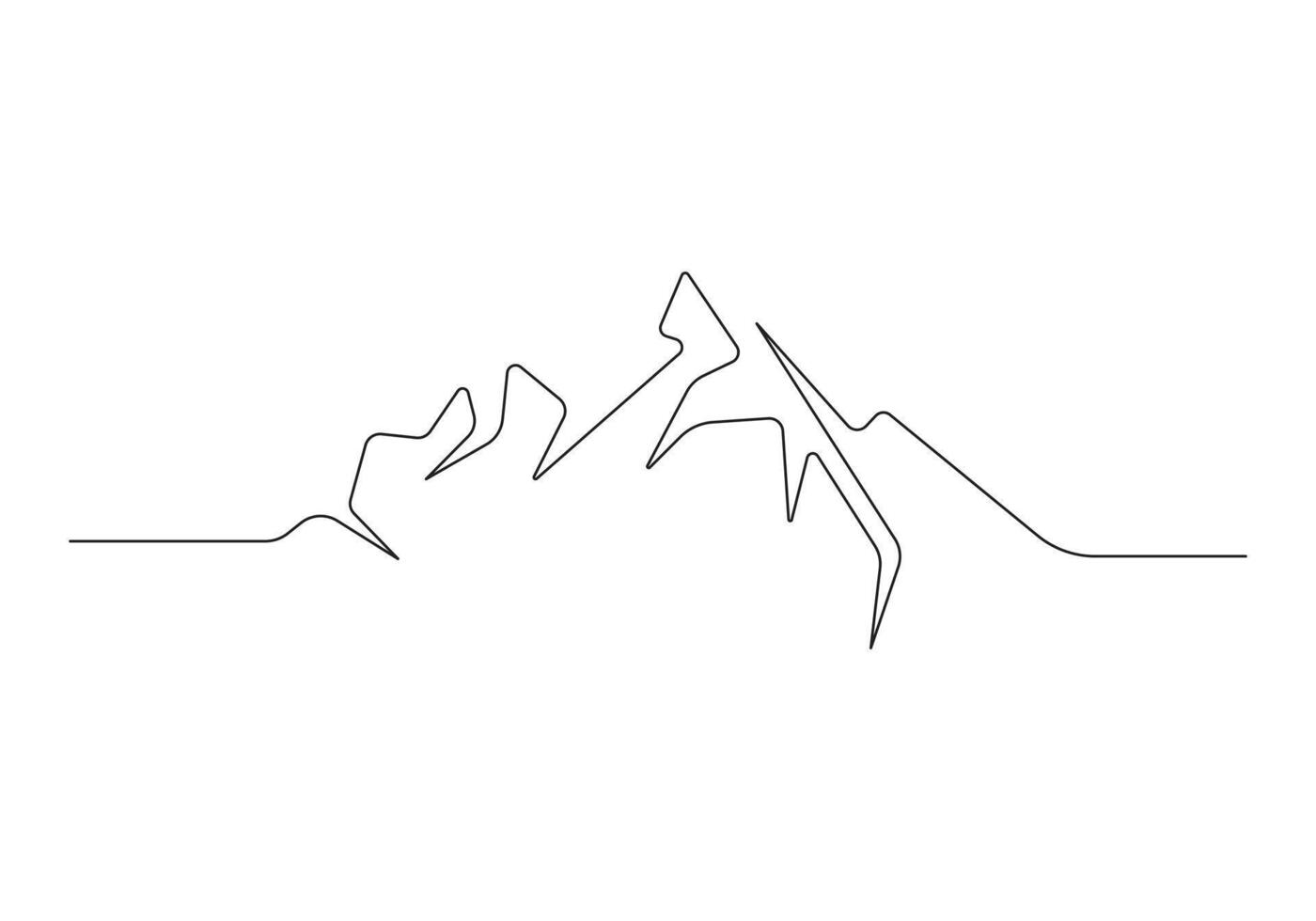 Continuous one line drawing of mountain range landscape. Adventure winter sports concept isolated on white background premium illustration vector