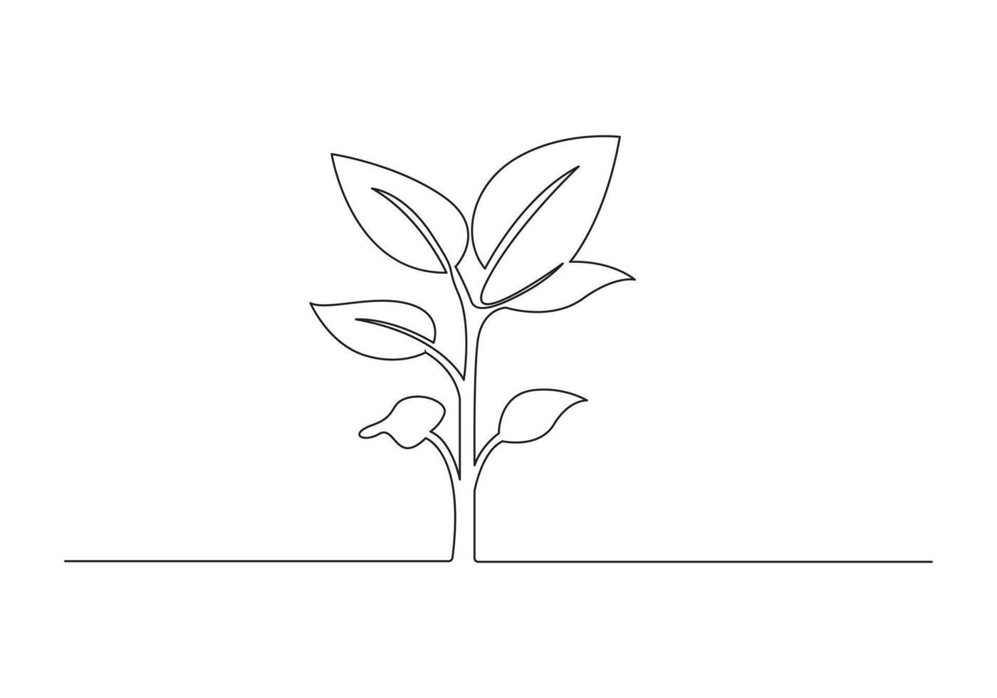Continuous one line drawing of house plant in a pot isolated on white background premium illustration vector