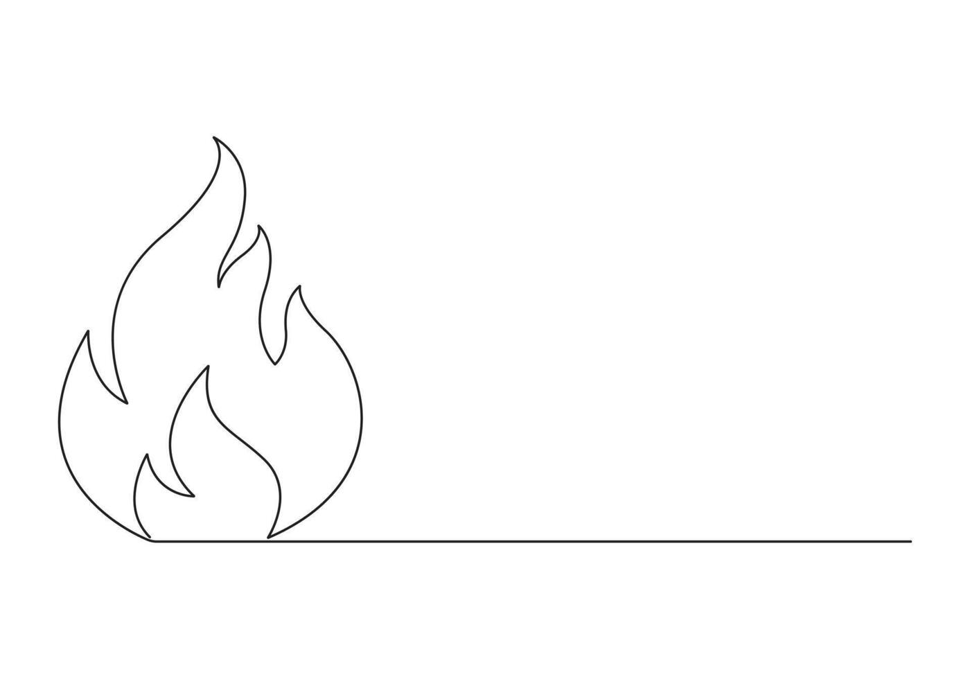 Continuous one line drawing of fire flame premium illustration vector