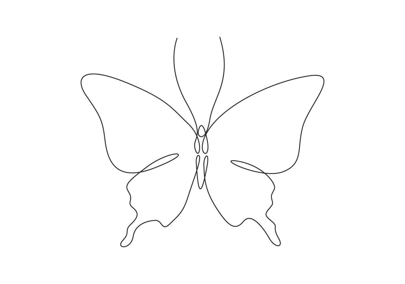 Butterfly continuous one line drawing premium illustration vector