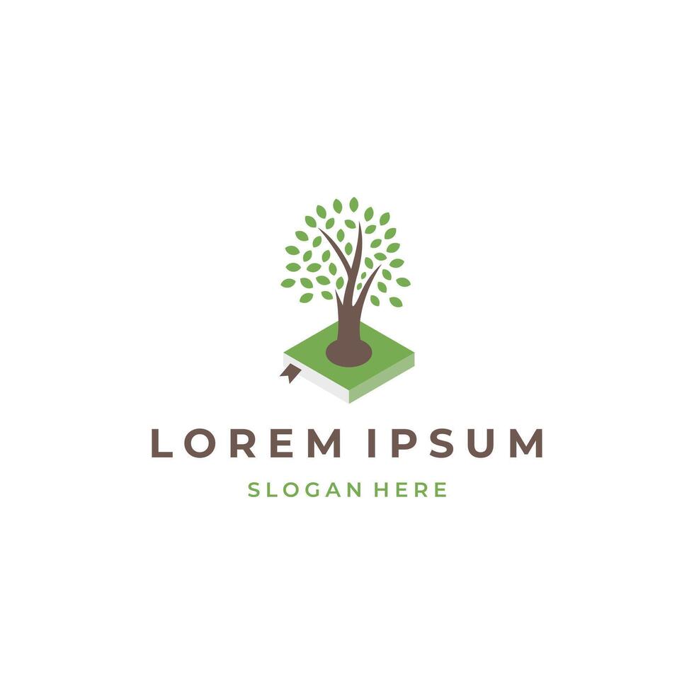 Tree Life Logo Design Inspiration, For Education Logo. Tree With Book Logo Template vector