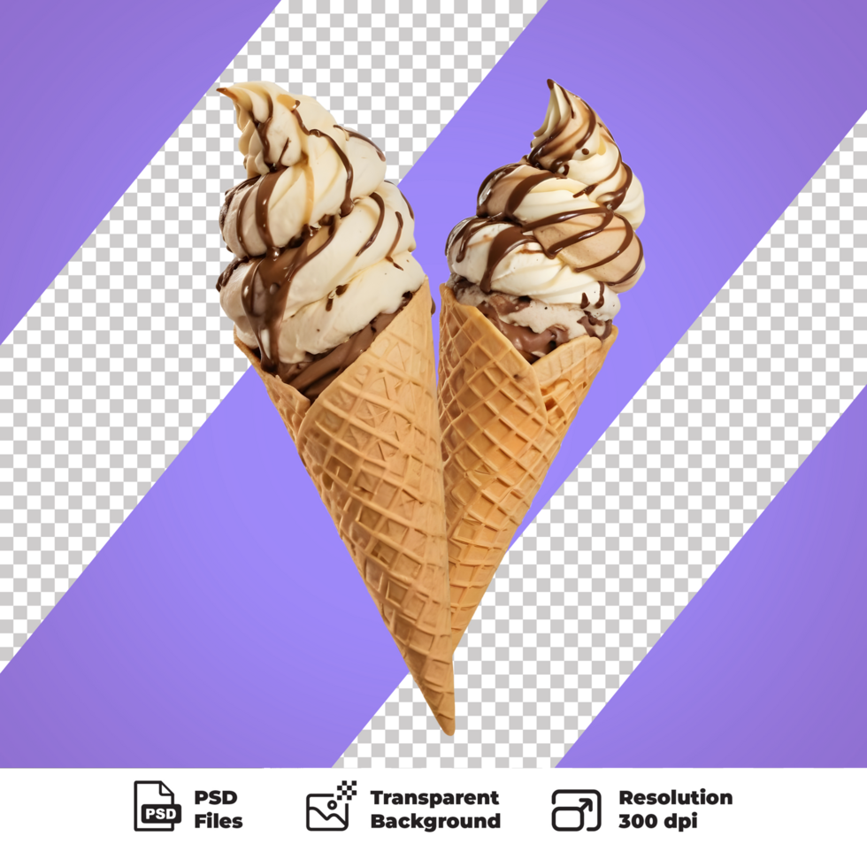 Chocolate ice cream cone on transparent background psd