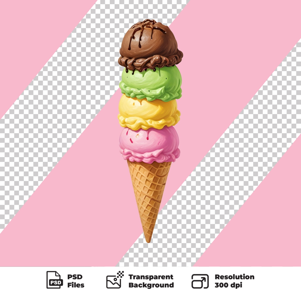 Melting ice cream in cone psd