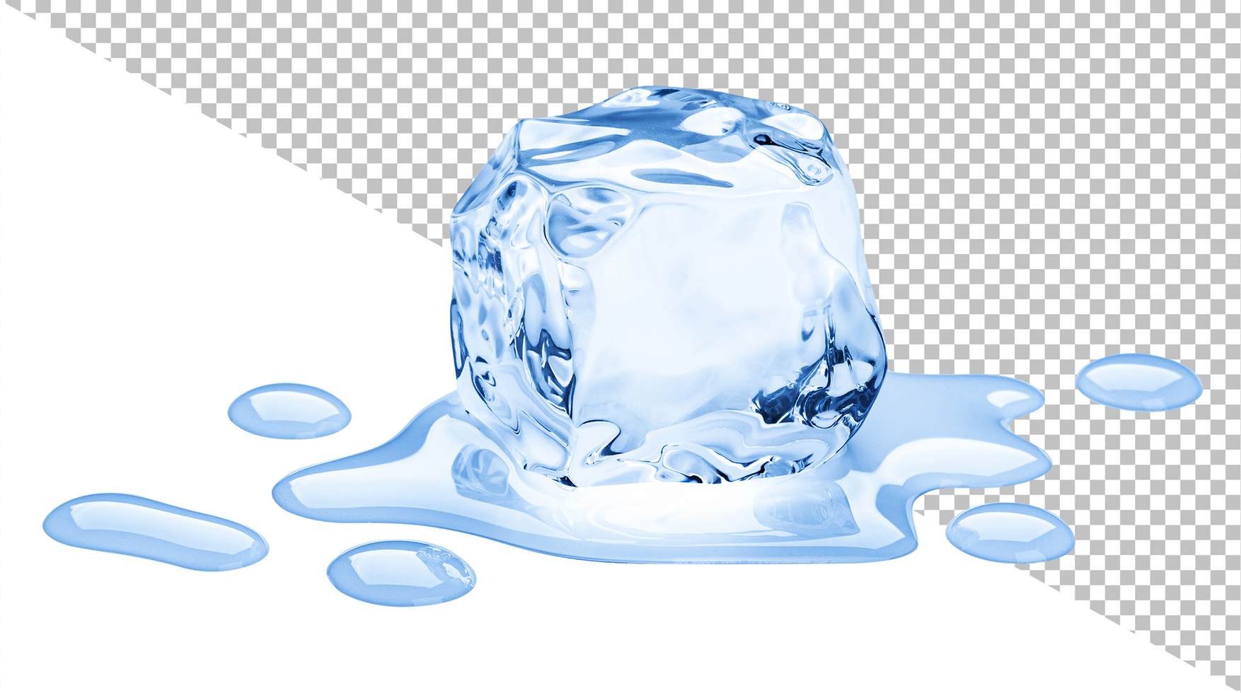 One ice cube isolated on white background psd