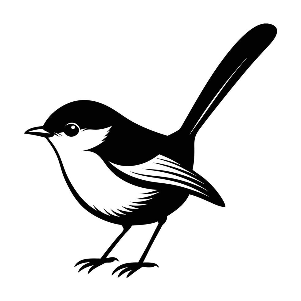 Fairy Wren Silhouette Artistic Nature Design vector