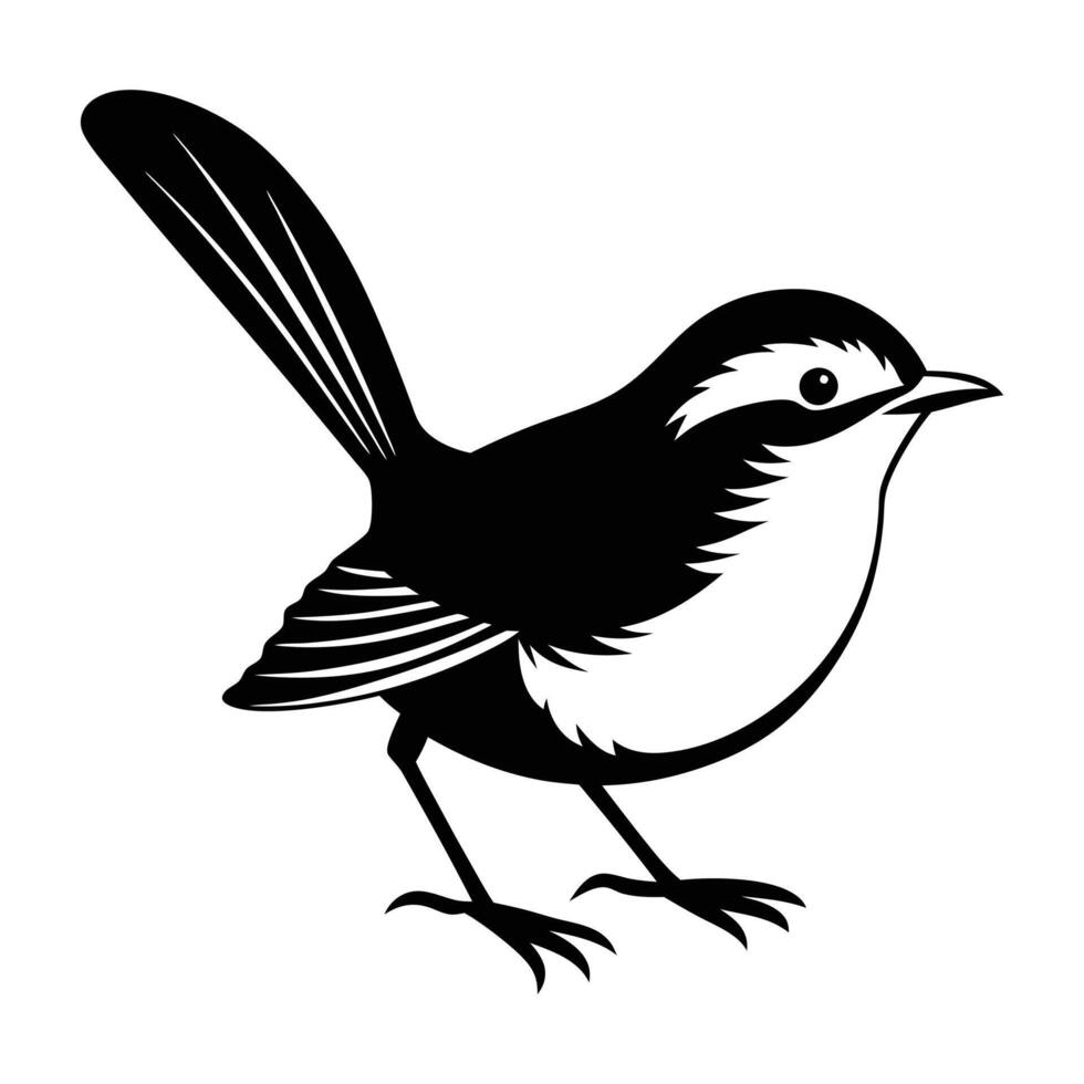 Fairy Wren Silhouette Artistic Nature Design vector