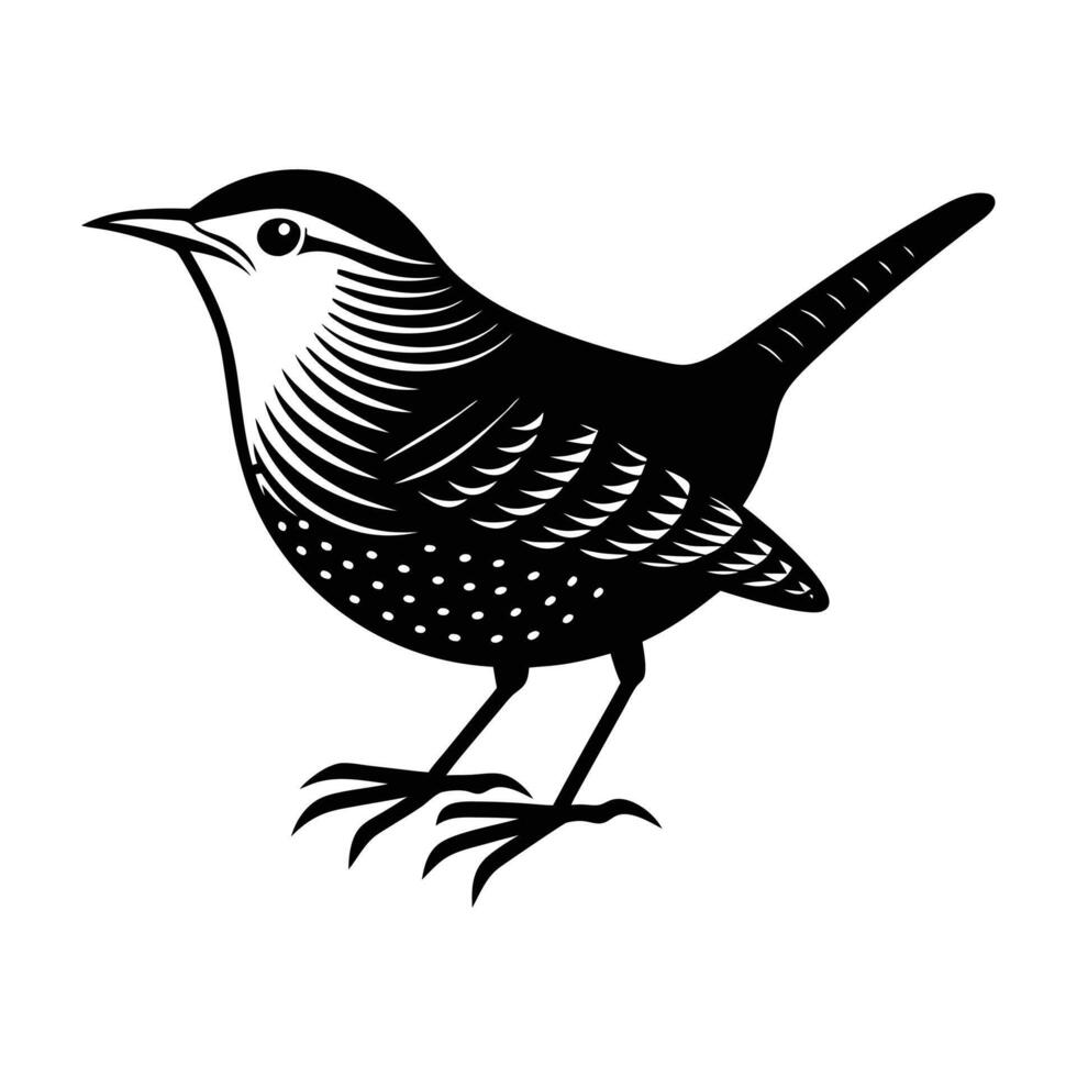 Wren Bird Silhouette Illustration vector