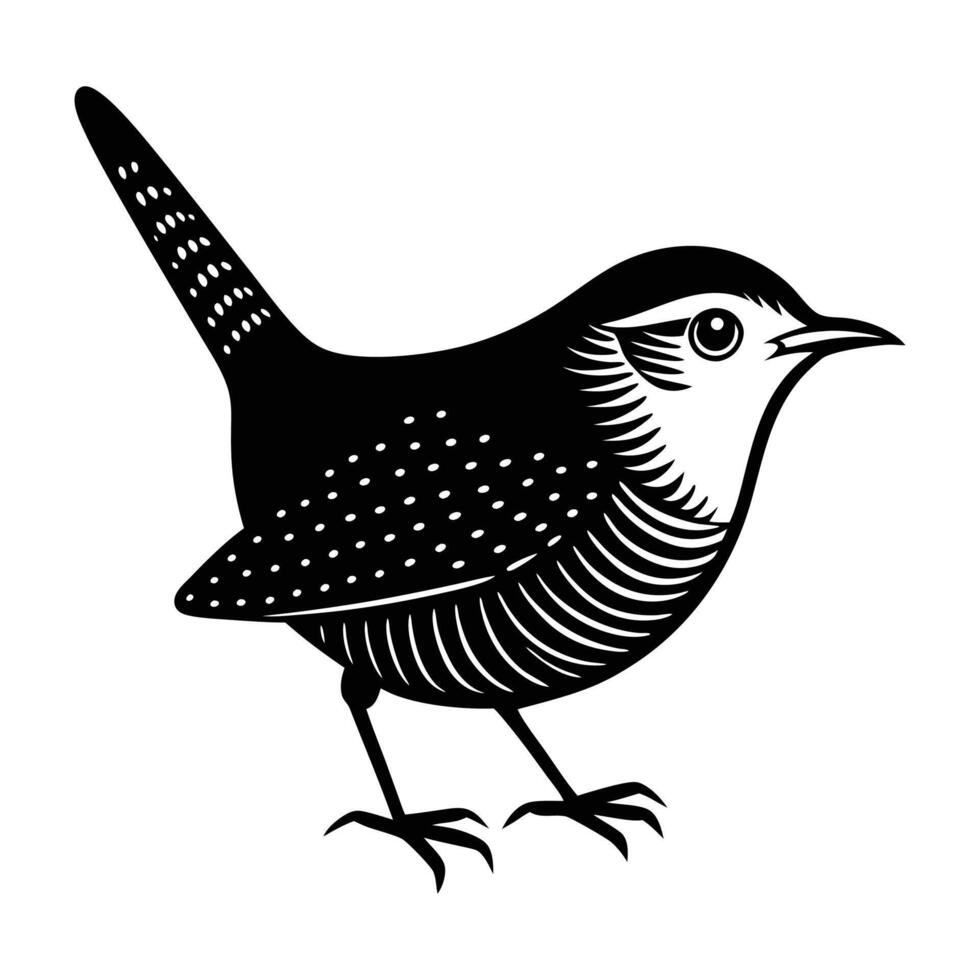 Wren Bird Silhouette Illustration vector