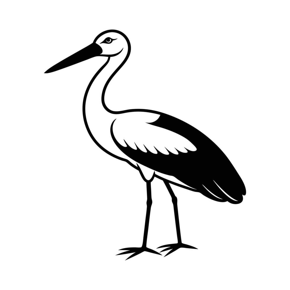 Stork Bird Silhouette Illustration vector