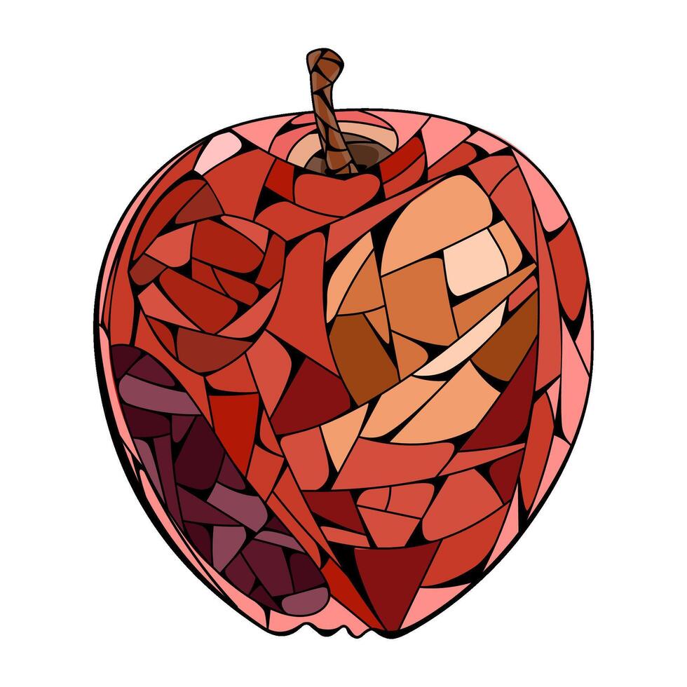Apple in stained glass technique vector