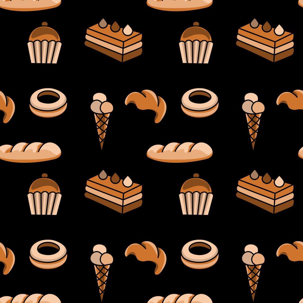 Seamless pattern with desserts and bakery vector