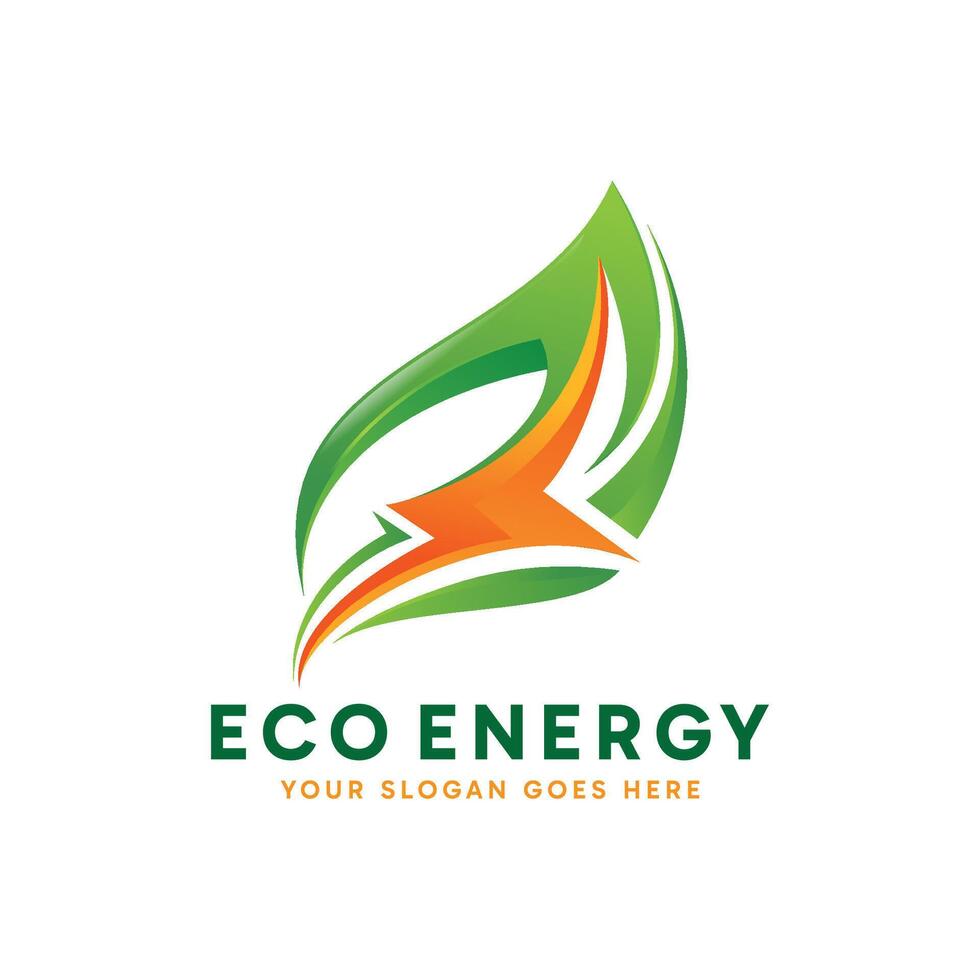 Eco Energy logo design. Abstract Green leaf combined with lightning logo concept. Creative environment logo idea. vector