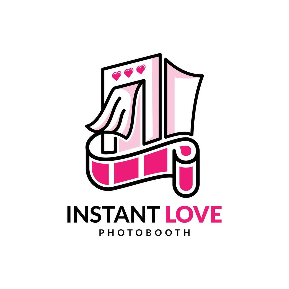 Minimalist Photo booth logo design with minimalist line art design concept. vector