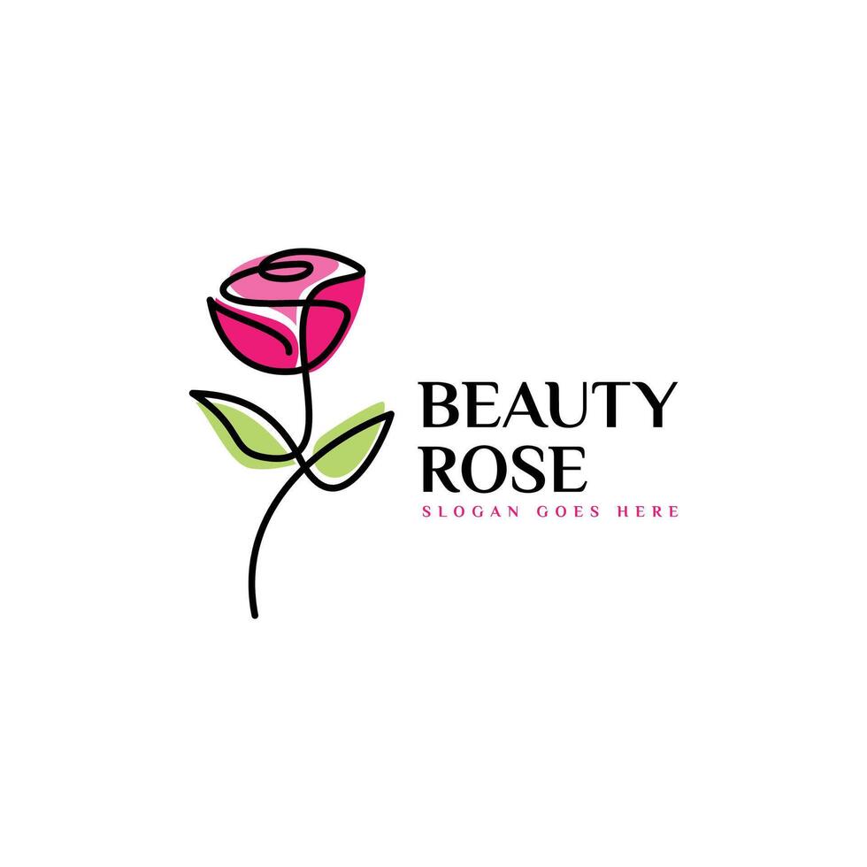 Beauty Rose logo design. Abstract Rose symbol with one line style design concept. vector