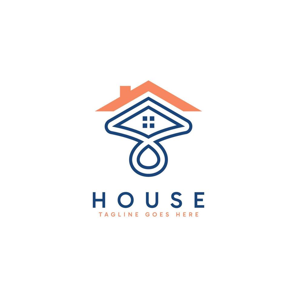 Abstract minimalist house roof top logo design. vector