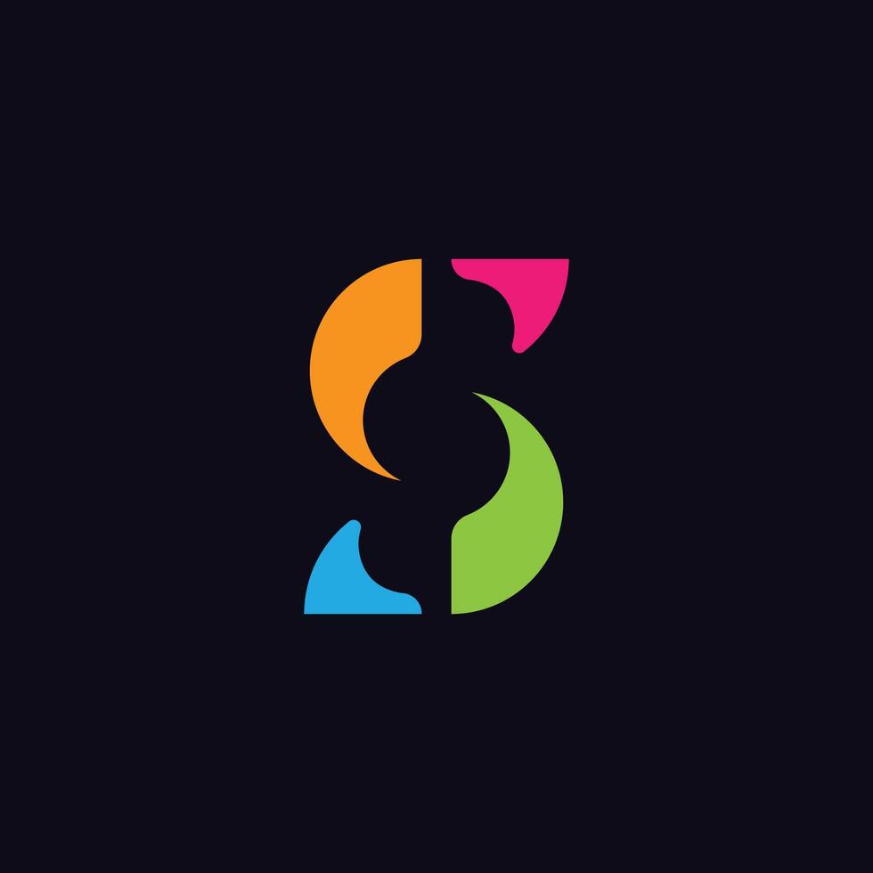Abstract initial letter s with stylish shape and colorful logo concept. vector