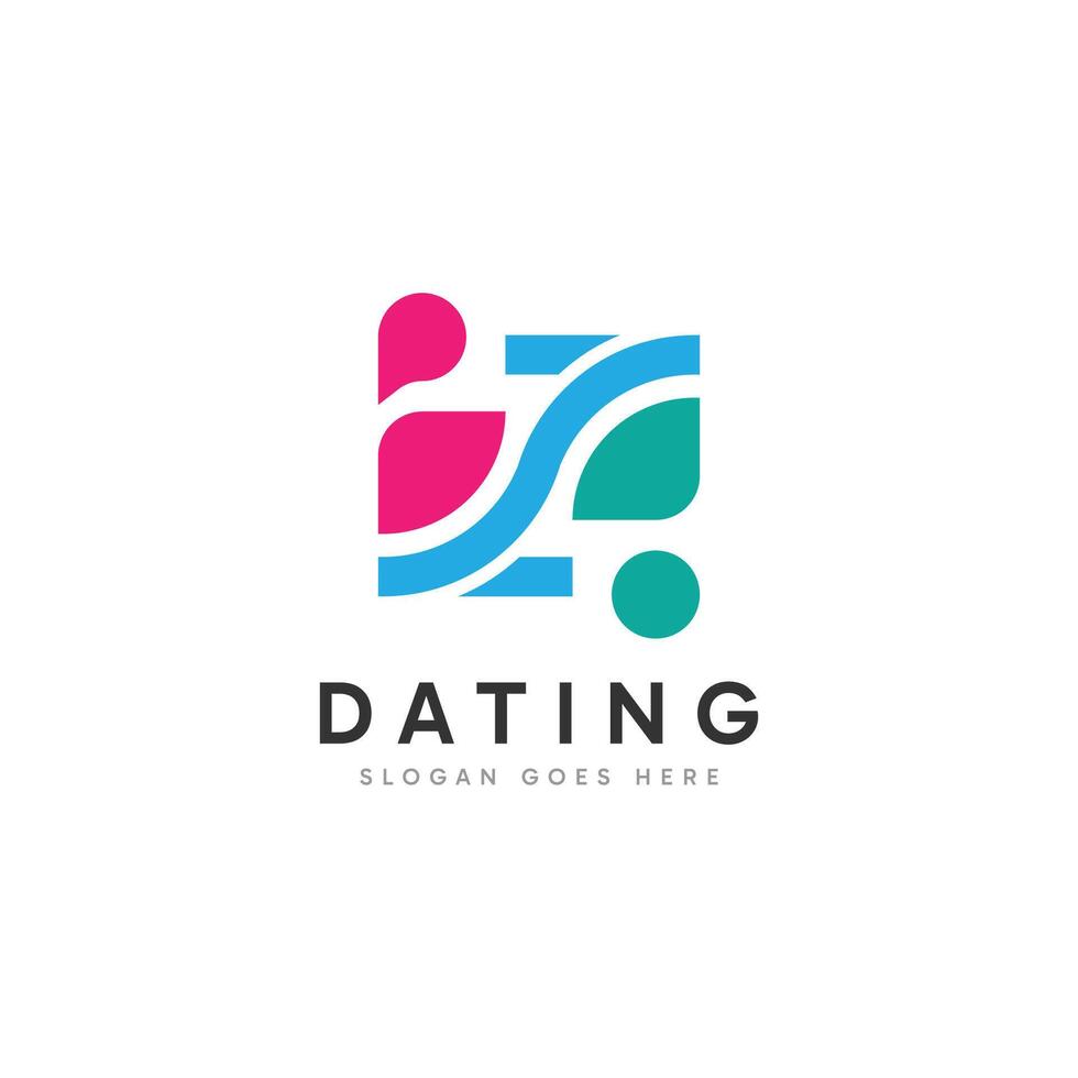 Abstract dating people logo with minimalist design concept. vector