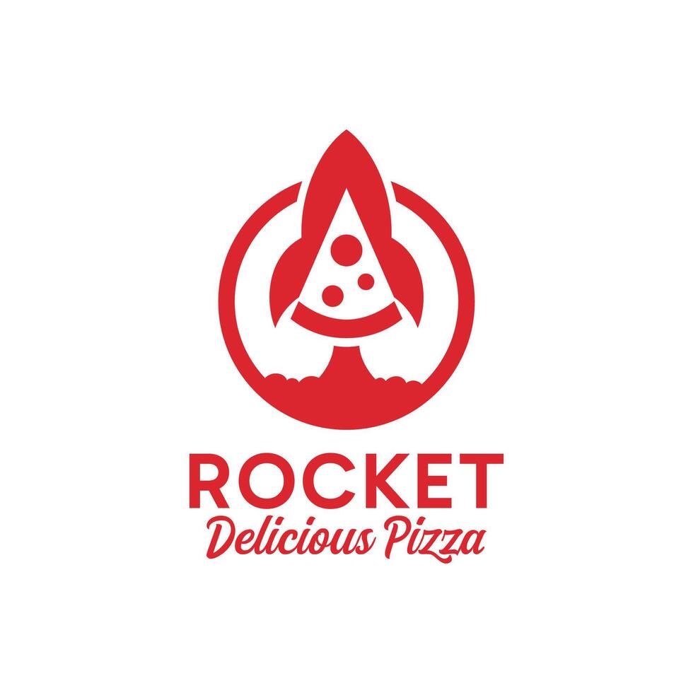 Rocket Pizza logo design. Abstract Minimalist Rocket combine with Pizza slice concept vector