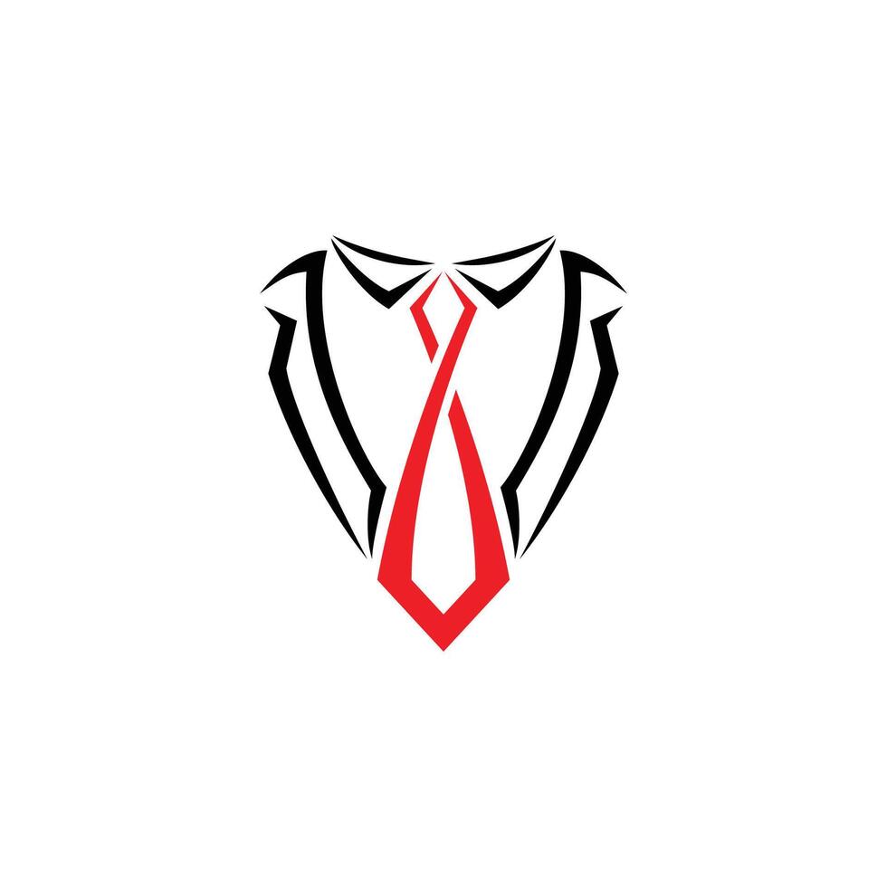 Luxury tuxedo logo with minimalist line art style concept. vector