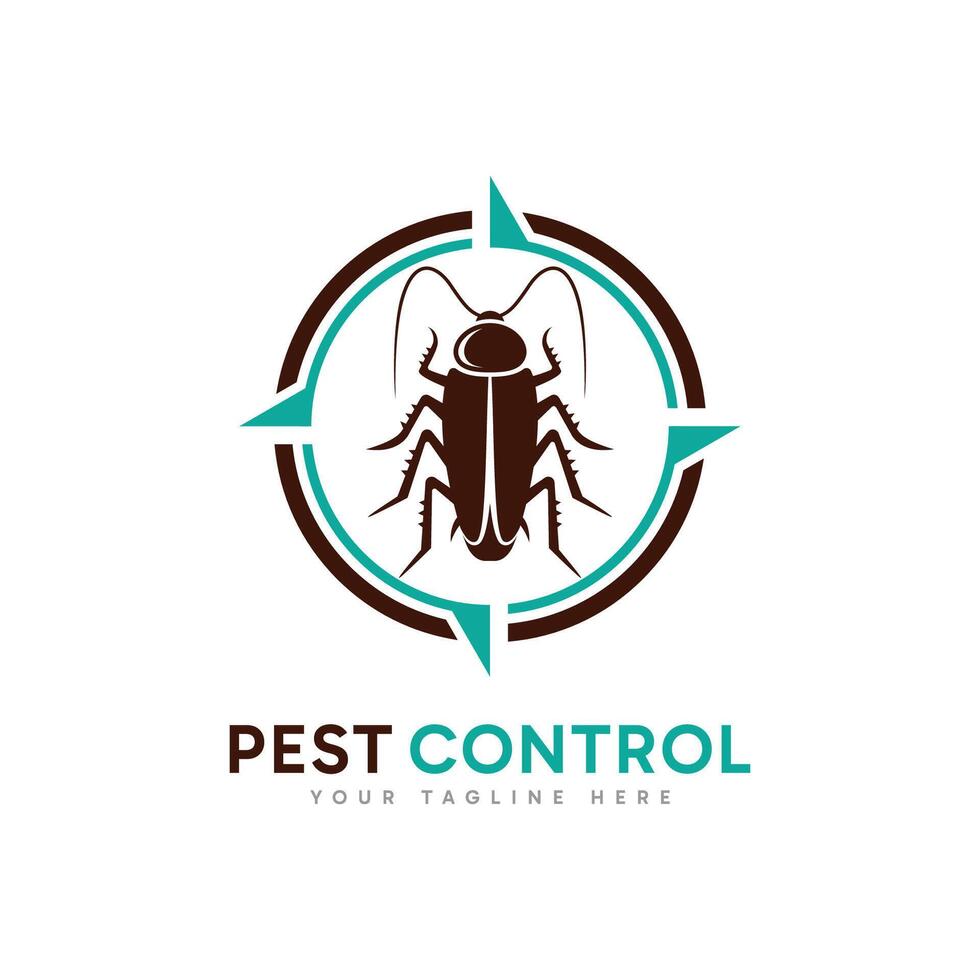Pest Control logo design. Minimalist Target symbol and cockroach combination logo concept. vector
