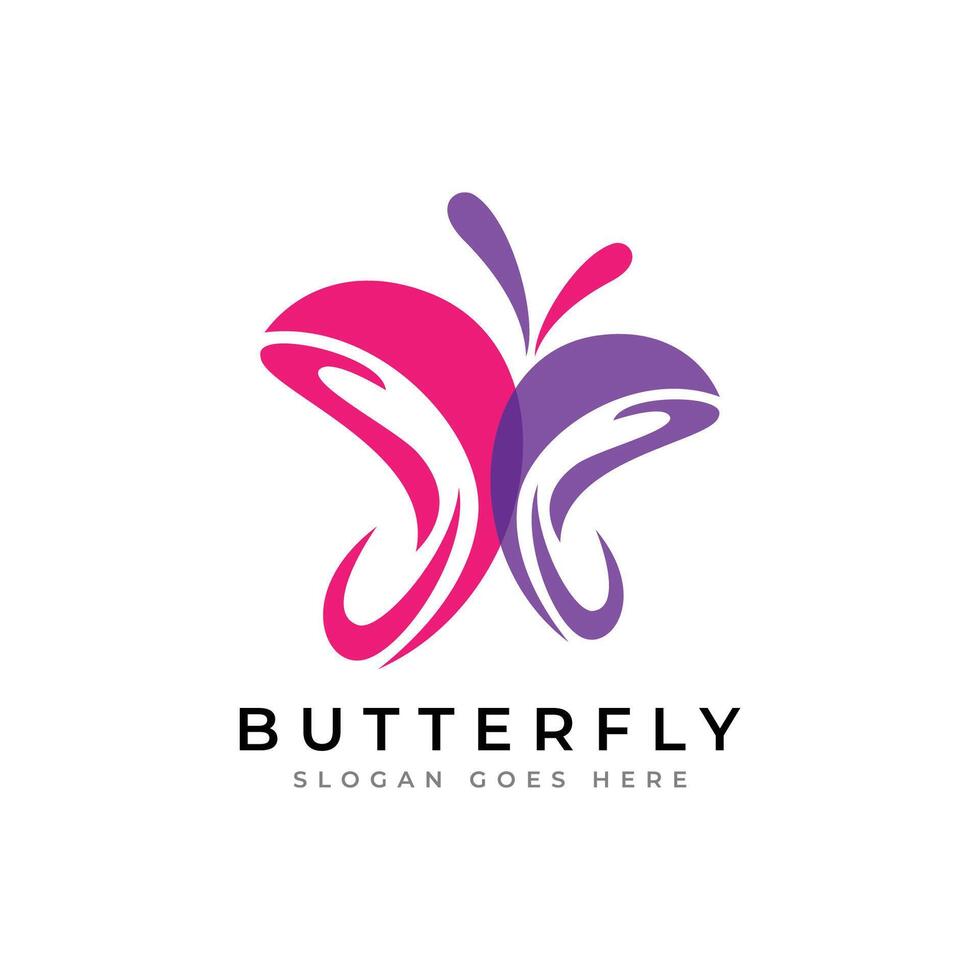 Abstract minimalist colorful butterfly logo design. vector