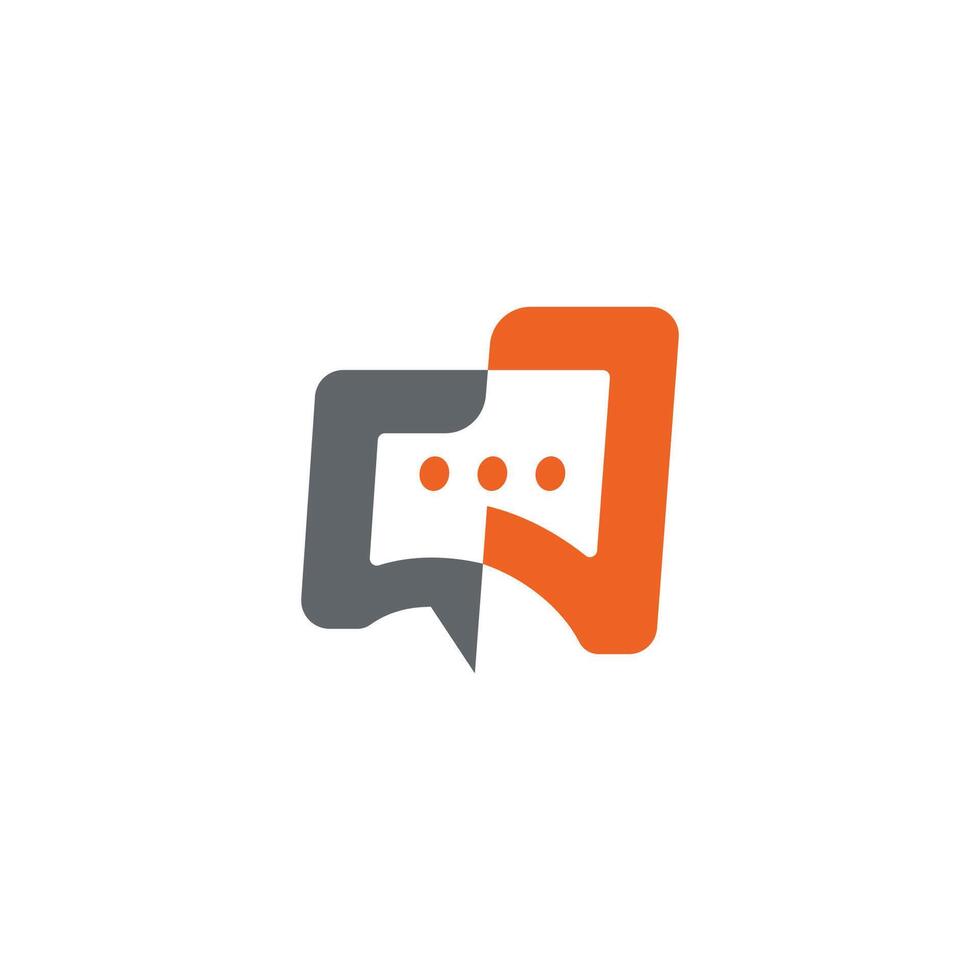 Minimalist square chat bubble logo design. Abstract symbol icon illustration. vector