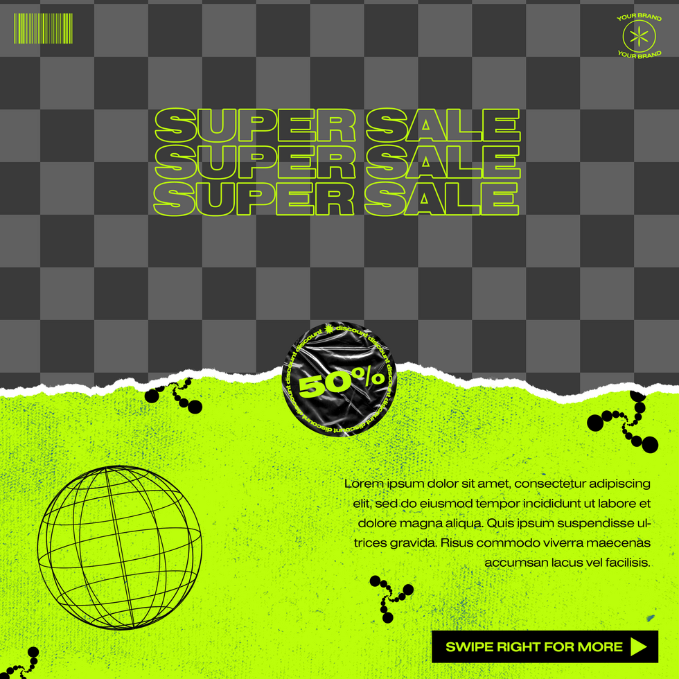 Urban Edgy Lime Green Streetwear Social Media Template psd