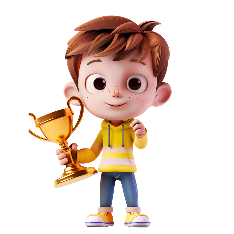 3d cartone animato alunno personaggio Tenere d'oro trofeo png