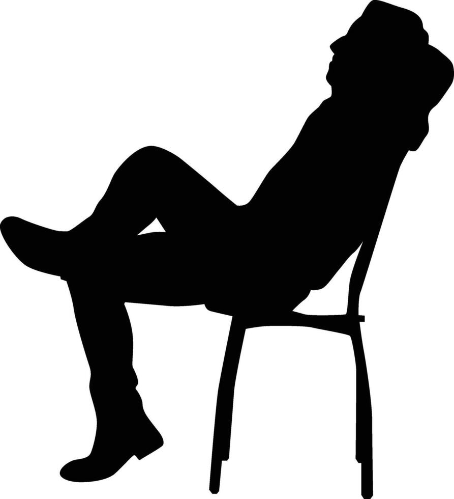 People sitting silhouette illustration. Person pose while sit down vector