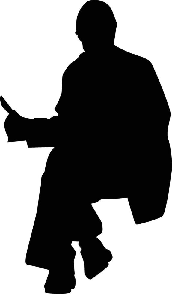 People sitting silhouette illustration. Person pose while sit down vector