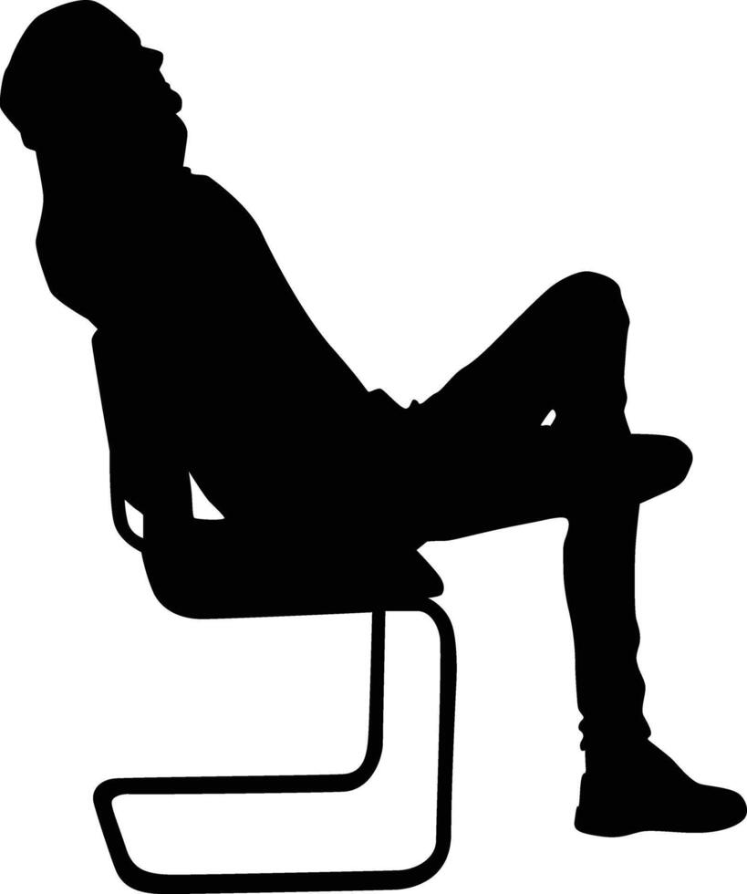 People sitting silhouette illustration. Person pose while sit down vector