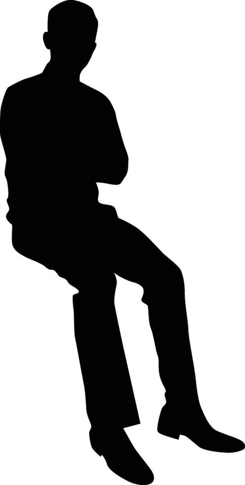 People sitting silhouette illustration. Person pose while sit down vector