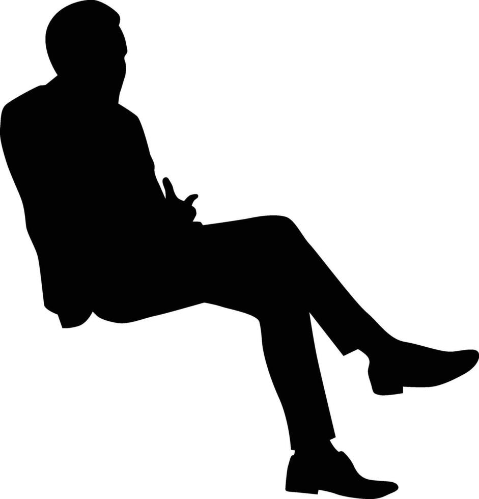 People sitting silhouette illustration. Person pose while sit down vector