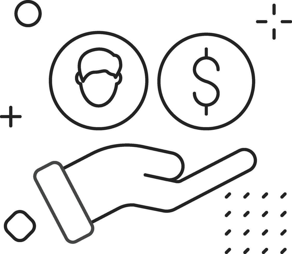 Business icon outline style detailed in black color vector